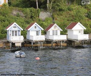 Puzzle Σπίτια στη λίμνη, Νορβηγία